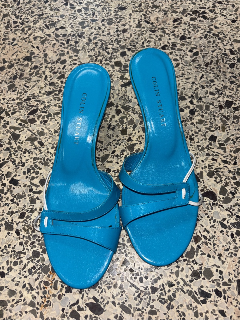 Colin Stuart Bright Turquoise Slide Mules
